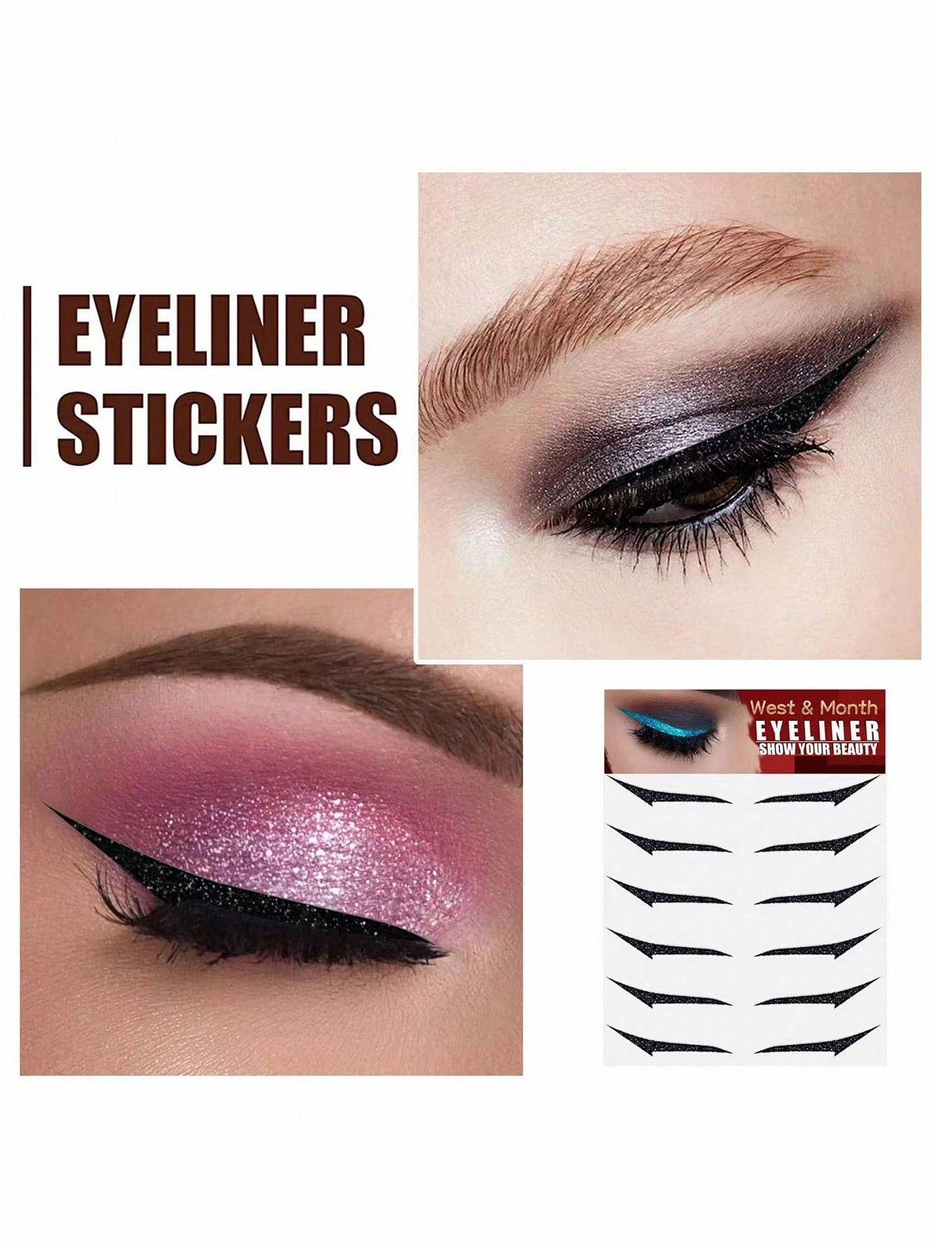 5pairs Eye-Shadow & Eyeliner Stickers, Fashionable Colorful Makeup Stickers For Parties And Music Festivals