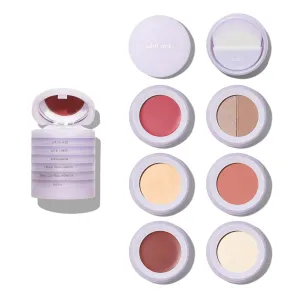 6-in-1 Stackable Travel Makeup Kit by Subtl Beauty | New Lip Glaze, Eyeshadow, Highlighter, Lip   Cheek, Blush, Shine Control | Includes Mirror & Brush | Compact Makeup for On the Go