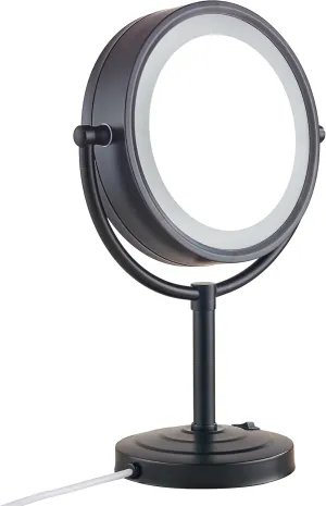 8.5 inch LED Makeup Mirror with 10X Magnification, Three Colors Lights, Extendable Bathroom Mirror, Tabletop Two-Sided, Oil Rubbed Bronze, Cosmetic Mirror,Retro Shining Mirror