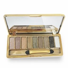 9 Colors Glitter Eyeshadow Palette Makeup Set Gold Shimmer Eyeshadow Eye Shadow Palette & Makeup Brush & Mirror Set