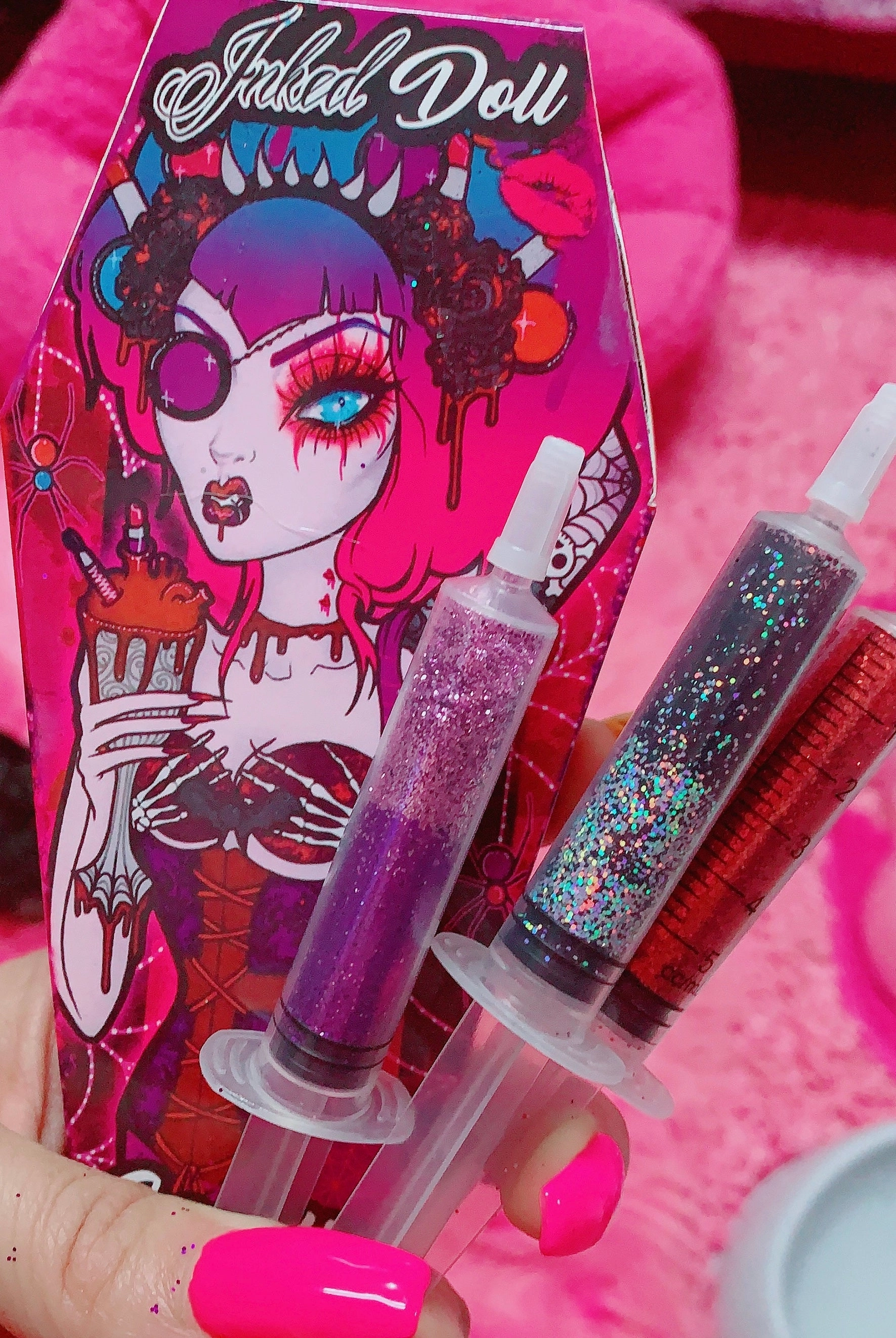 *GLITTER SYRINGES*   FATAL VOWS LASH* DUO "Coffin Collections" GlamDoll Glitter