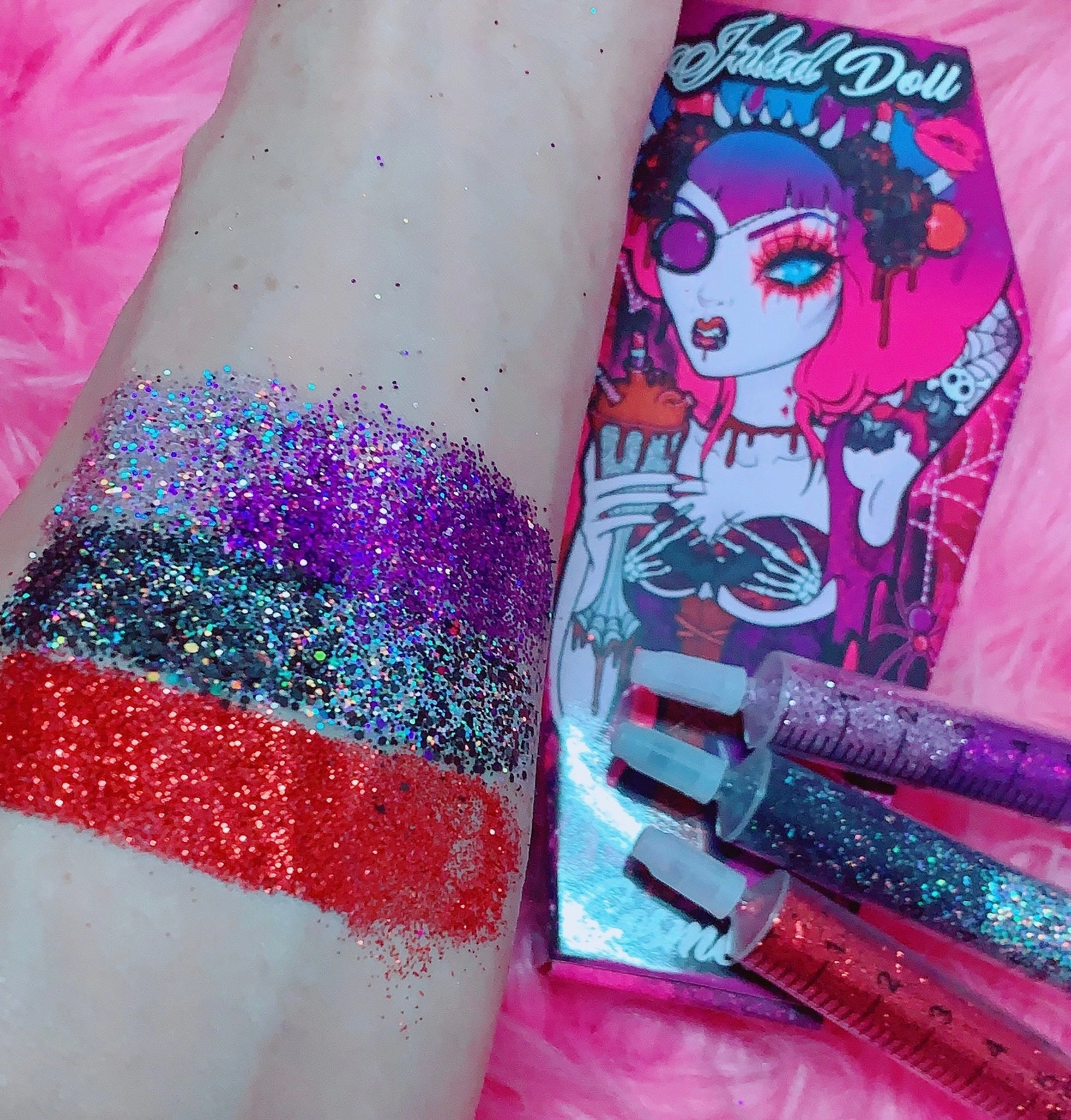 *GLITTER SYRINGES*   FATAL VOWS LASH* DUO "Coffin Collections" GlamDoll Glitter