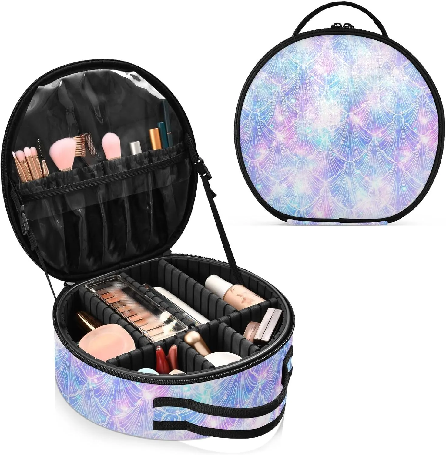 ALAZA Mermaid Galaxy Glitter Stars Portable Cosmetic Bag Large Capacity Makeup Bags