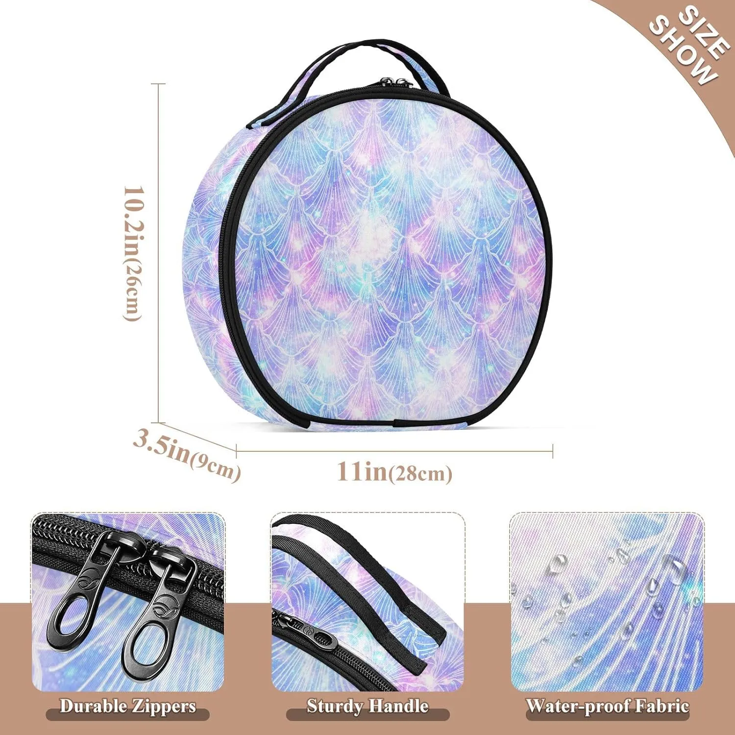 ALAZA Mermaid Galaxy Glitter Stars Portable Cosmetic Bag Large Capacity Makeup Bags