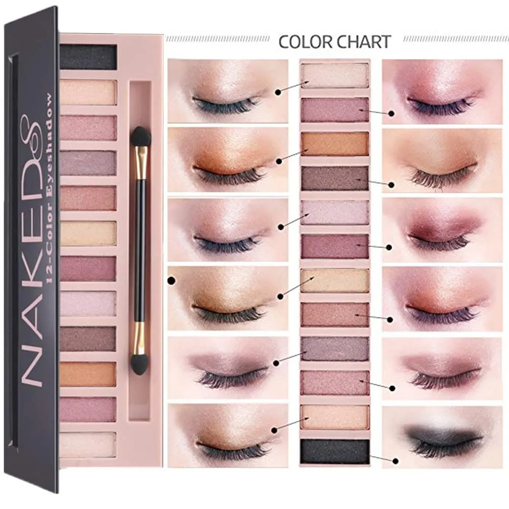 All in One Makeup Kit For Girls12 Colors Matte Shimme Eyeshadow Palette, Buff Beige Foundation Face Primer, Brush, Sponge, Eyebrow Soap Brows Gel, Winged Eyeliner Stamp (SetB)
