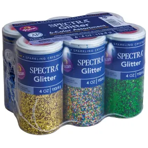 Arts & Crafts Glitter Assortment, 6 Assorted Colors, 4 oz., 6 Jars