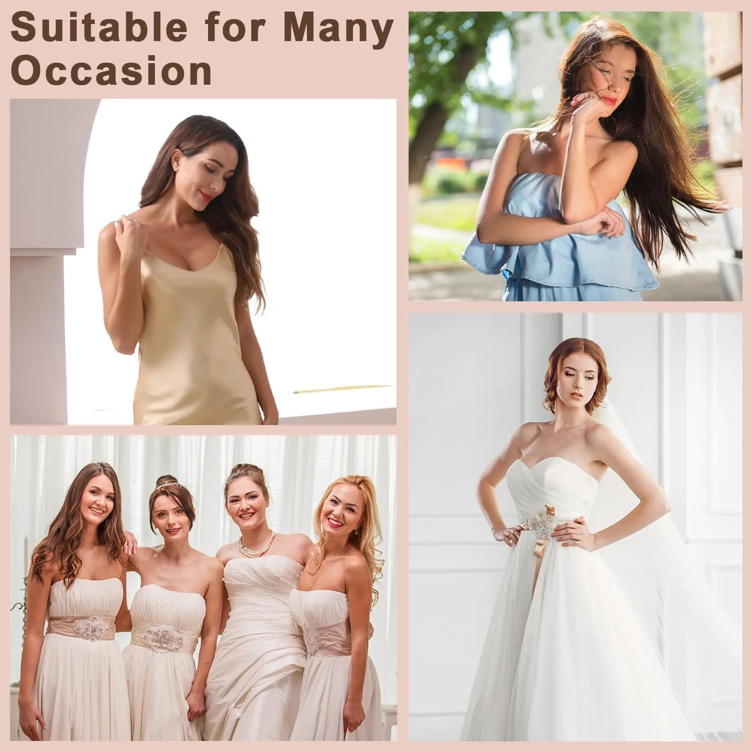 Awant Strapless Sticky Bra Invisible Sticky Boobs Silicone Adhesive Bra Backless Pushup Lift Bra Beige