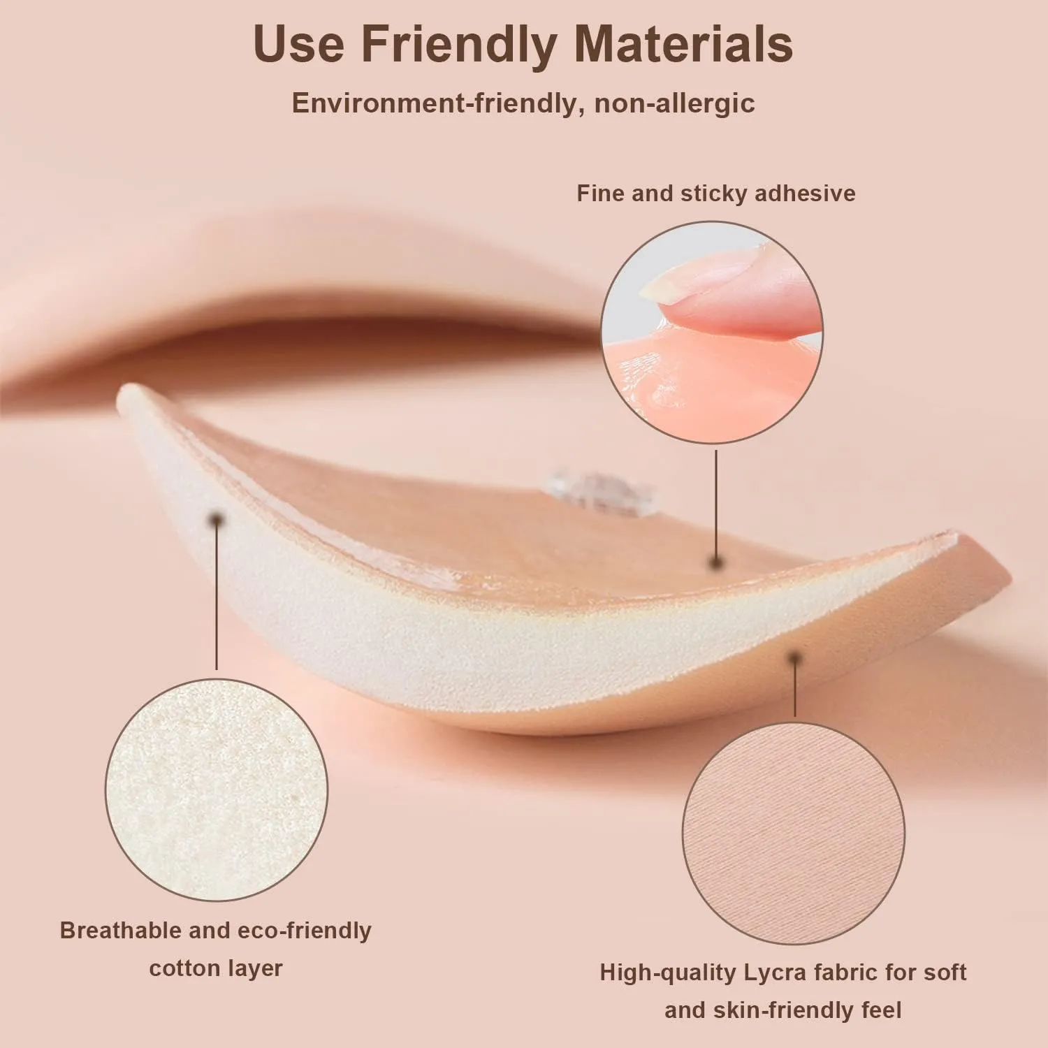 Awant Strapless Sticky Bra Invisible Sticky Boobs Silicone Adhesive Bra Backless Pushup Lift Bra Beige