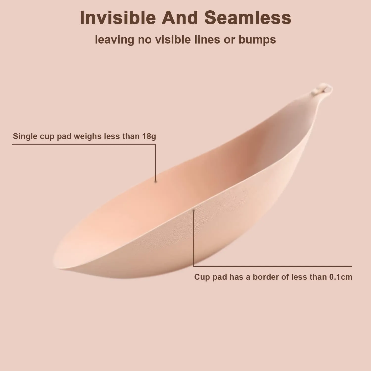 Awant Strapless Sticky Bra Invisible Sticky Boobs Silicone Adhesive Bra Backless Pushup Lift Bra Beige