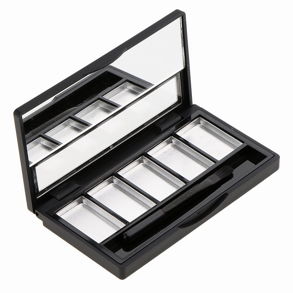barenx - Empty Eyeshadow Powder DIY Makeup Case with Mirror Brush - 5 Slots - 5 Slots