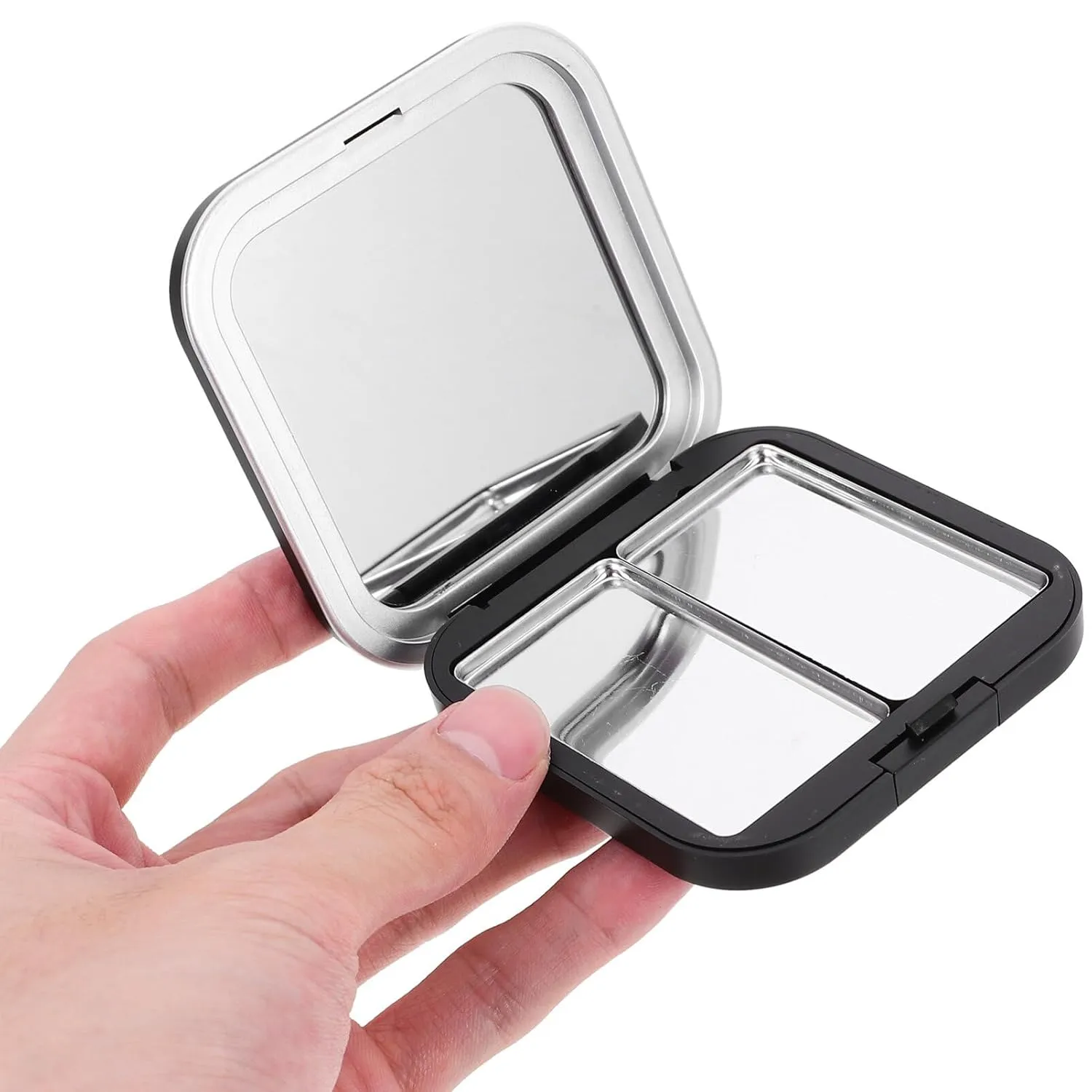 Beaupretty Empty Eyeshadow Palettes 2PCS Empty Eyeshadow DIY Lipstick Lip Balm Blusher Containers Refillable Makeup Storage Case Box with Mirror