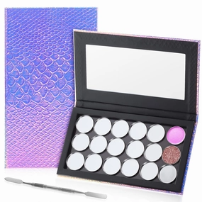 Beaupretty Empty Eyeshadow Palette Mermaid Makeup Palette with Mirror Round Metal Pans and Depotting Spatula