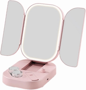 Beauty Mirrors - Foldable Makeup Mirrors, Small Mirror | Portable Travel Mirrors with Desk Charging, Lighted Mirrors, Portable USB Rechargeable LED Makeup Mirrors