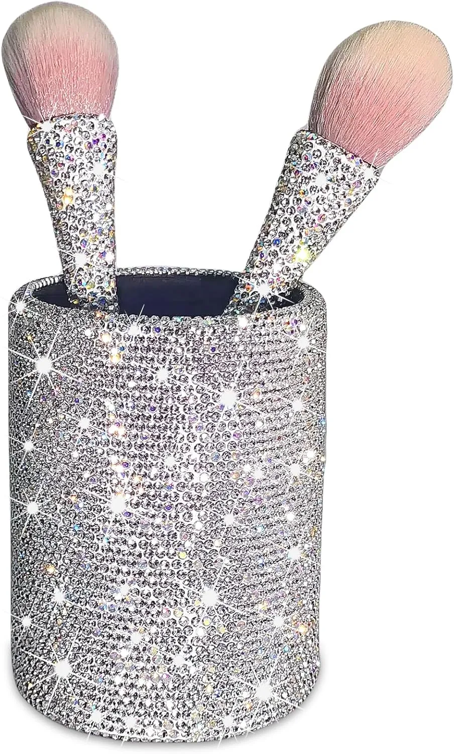 Bling Pen Holder,Crushed Diamond Makeup Brush Holder,Cosmetic Tools Eyebrow Pencil Eyeliners Storage Cup,Glitter Desk Accessories Organizer,Office Desk Table Decorative Rhinestone organizer
