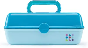 Caboodles Pretty In Petite - Forever Fun Makeup Organizer Compact Carrying Cosmetic Case, Turquoise Over Sky, 1 count