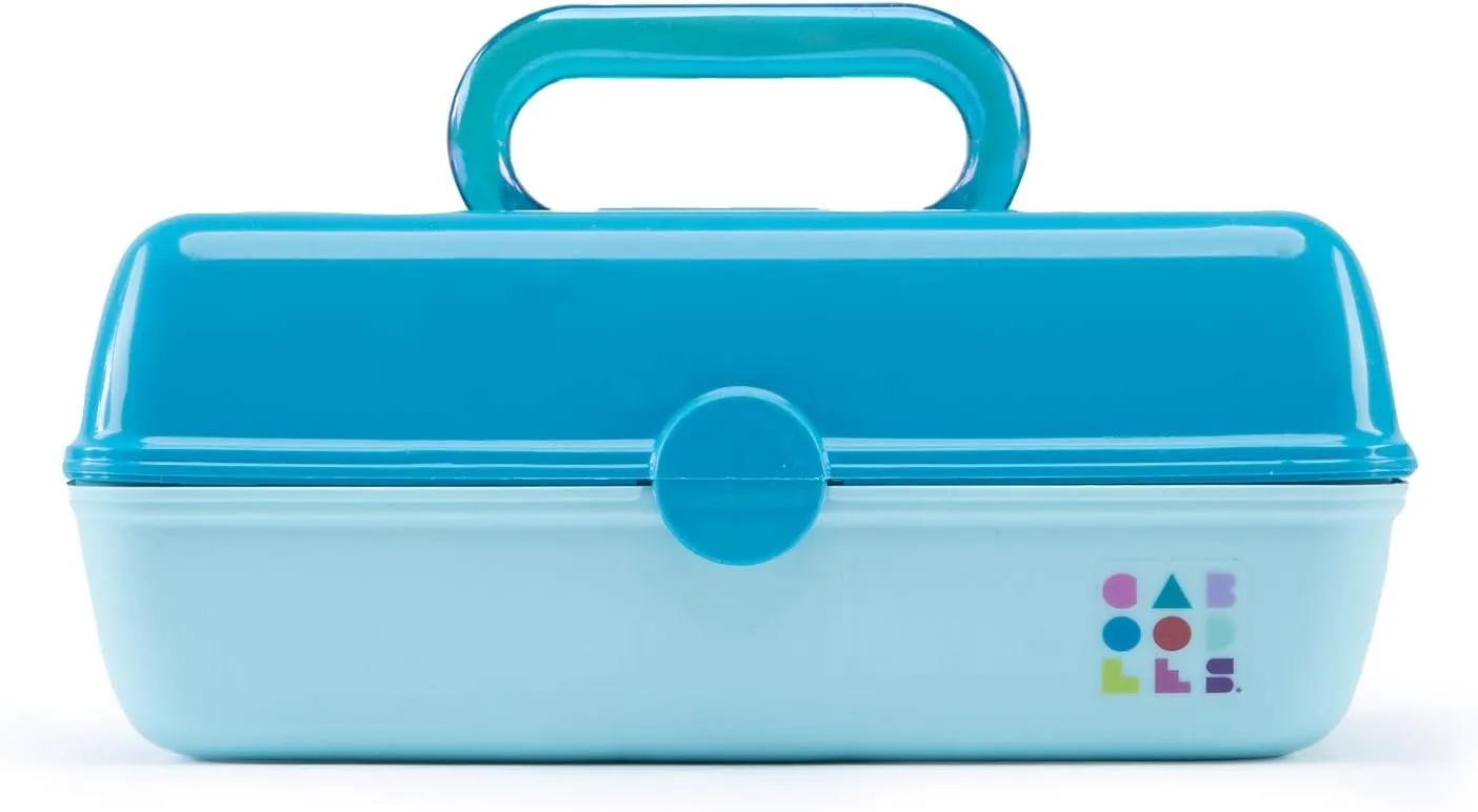 Caboodles Pretty In Petite - Forever Fun Makeup Organizer Compact Carrying Cosmetic Case, Turquoise Over Sky, 1 count
