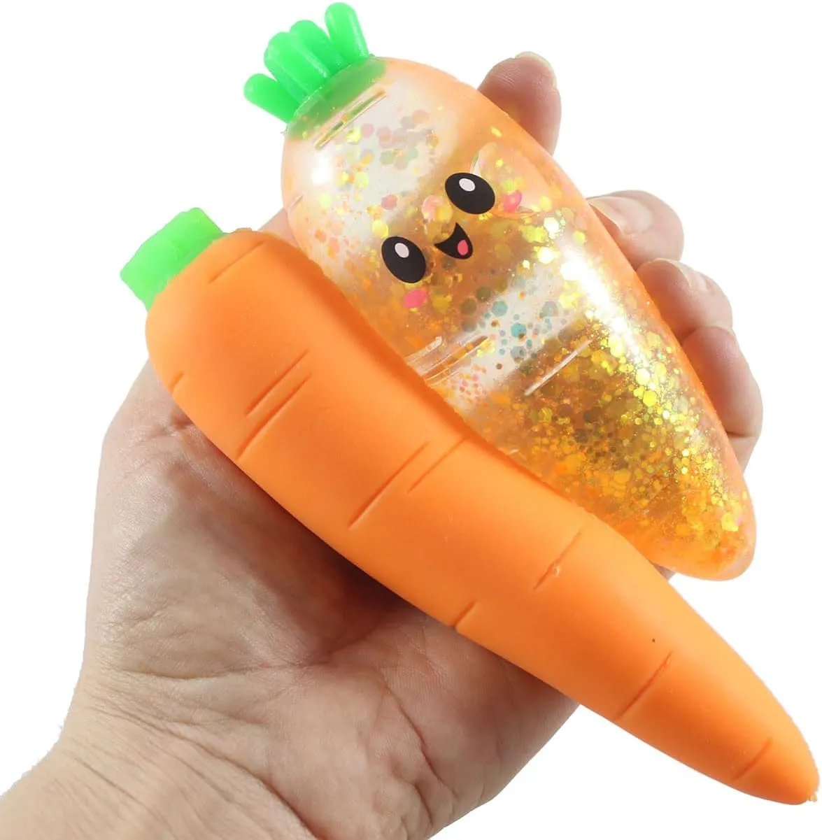 Carrot Set of 2 - Sugar and Sand Filled Squeeze Stress Balls - Sensory, Stress, Fidget Toy - Vegetable Easter