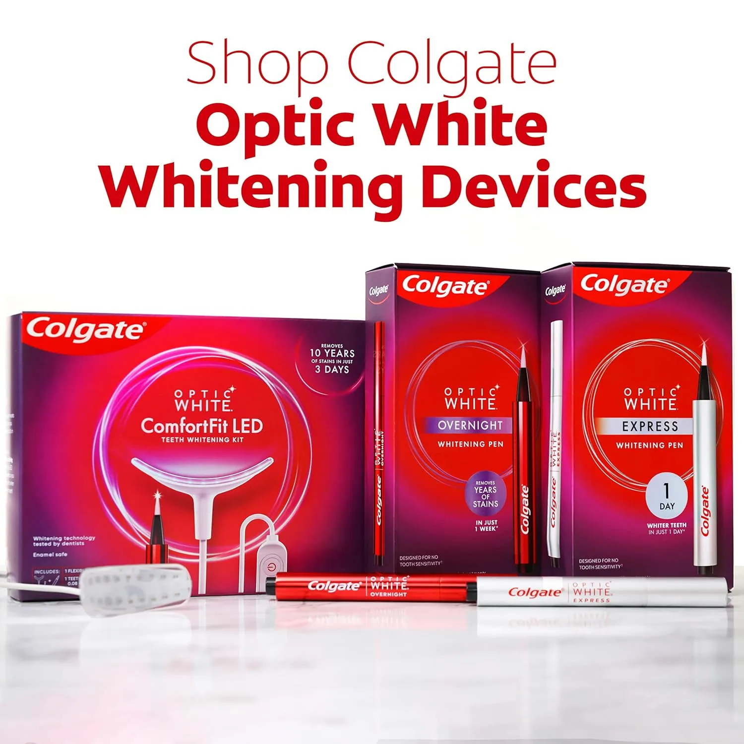 Colgate Optic White Overnight Teeth Whitening Pen, Enamel Safe and Vegan, Teeth Stain Remover to Whiten Teeth, Teeth Whitening for Sensitive Teeth, 35 Nightly Treatments Per Pen, 0.08 Oz,2 Pack