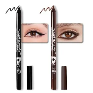 Colored Gel Glitter Eyeliner ，Waterproof Pearl Eye Shadow Pencil Metallic Glitter Eye Liner Pencil for Women,Eye Liners & Shadow Pencil Eye Makeup (01# Black & 06# Dark Brown)