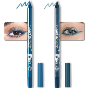 Colored Gel Glitter Eyeliner ，Waterproof Pearl Eye Shadow Pencil Metallic Glitter Eye Liner Pencil for Women,Eye Liners & Shadow Pencil Eye Makeup (07# Blue & 09# Cold Blue)