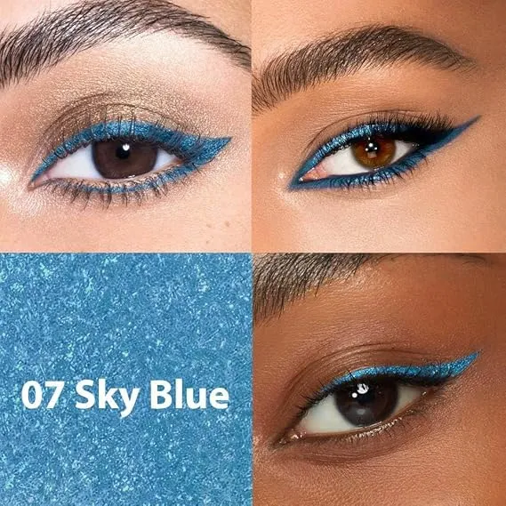 Colored Gel Glitter Eyeliner ，Waterproof Pearl Eye Shadow Pencil Metallic Glitter Eye Liner Pencil for Women,Eye Liners & Shadow Pencil Eye Makeup (07# Blue & 09# Cold Blue)