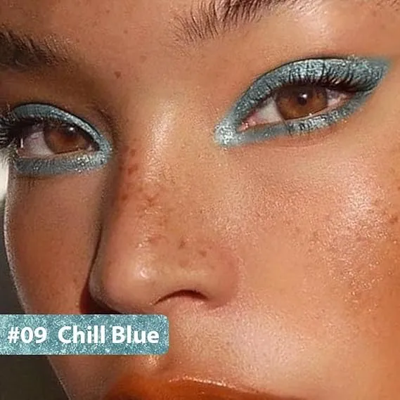 Colored Gel Glitter Eyeliner ，Waterproof Pearl Eye Shadow Pencil Metallic Glitter Eye Liner Pencil for Women,Eye Liners & Shadow Pencil Eye Makeup (09# Cold Blue)