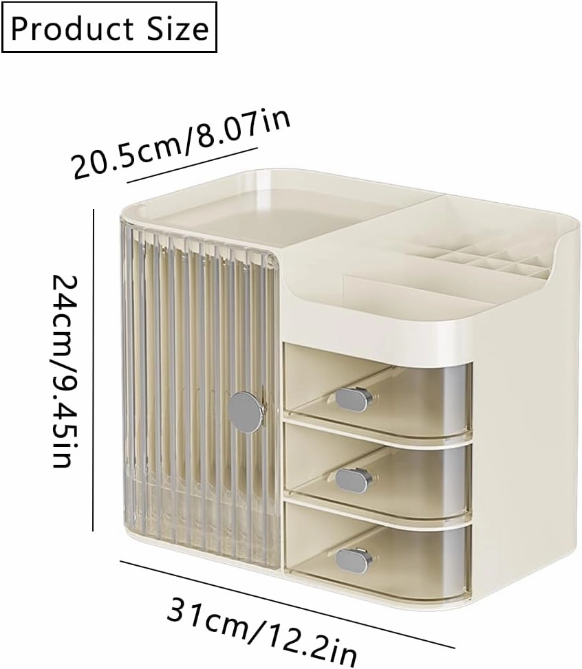 Cosmetics Display Case with Mirror, Large Capacity Cosmetic Storage Box with Drawers, Dust and Waterproof Makeup Organizer, Skincare Jewelry Storage Box for Bedroom, Bathroom (Transparent)
