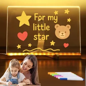 Creative Magic Light Writing Board with Adjustable Holder and 7 Colorful Pens for Room/Store/Office/Festival/Gift(11.8 * 7.9 in)
