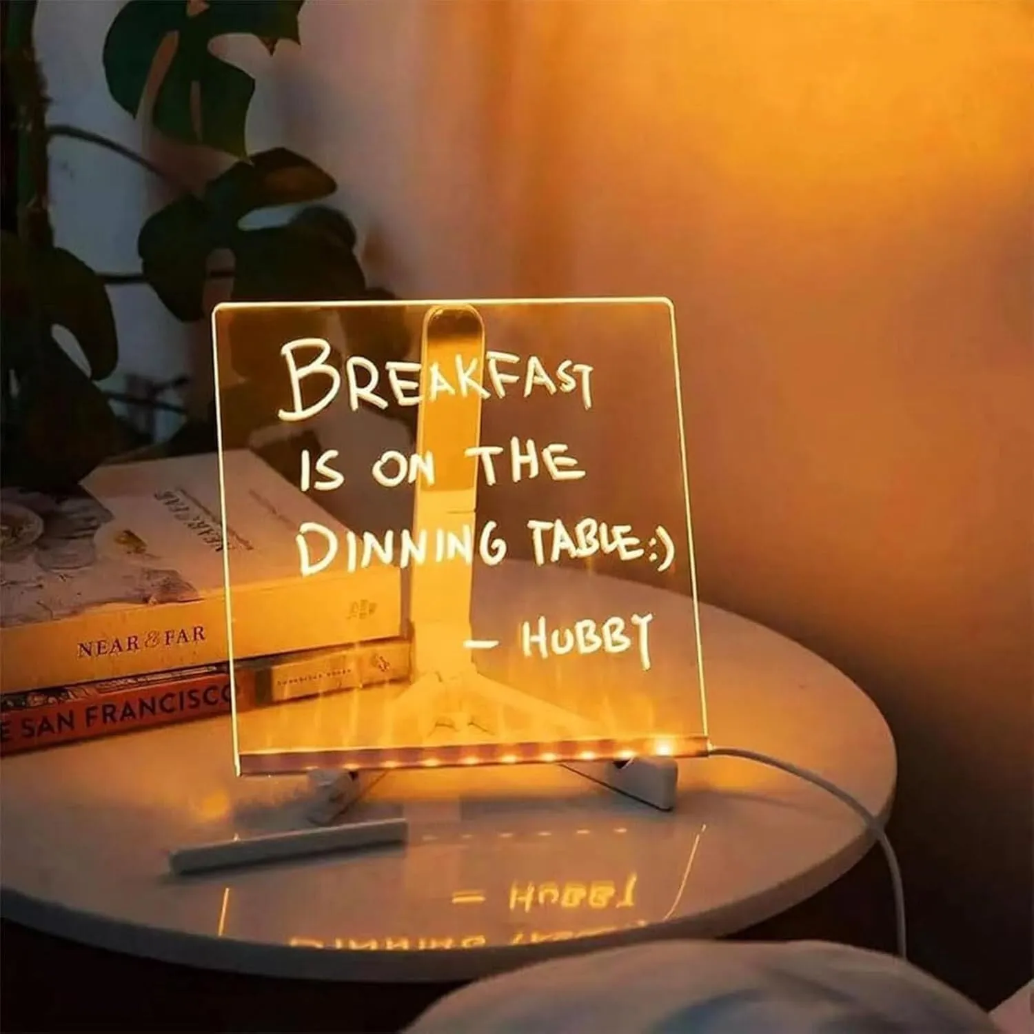Creative Magic Light Writing Board with Adjustable Holder and 7 Colorful Pens for Room/Store/Office/Festival/Gift(11.8 * 7.9 in)