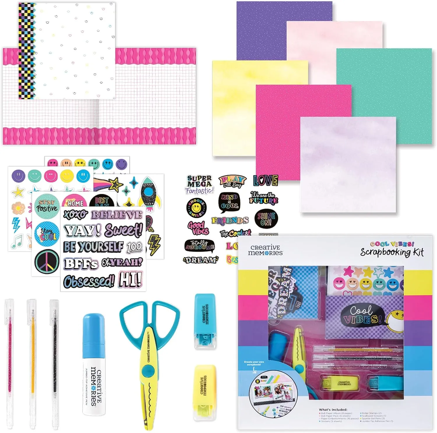 Creative Memories Cool Vibes Kids Kit | Scrapbooking Kit Arts and Crafts for Kids