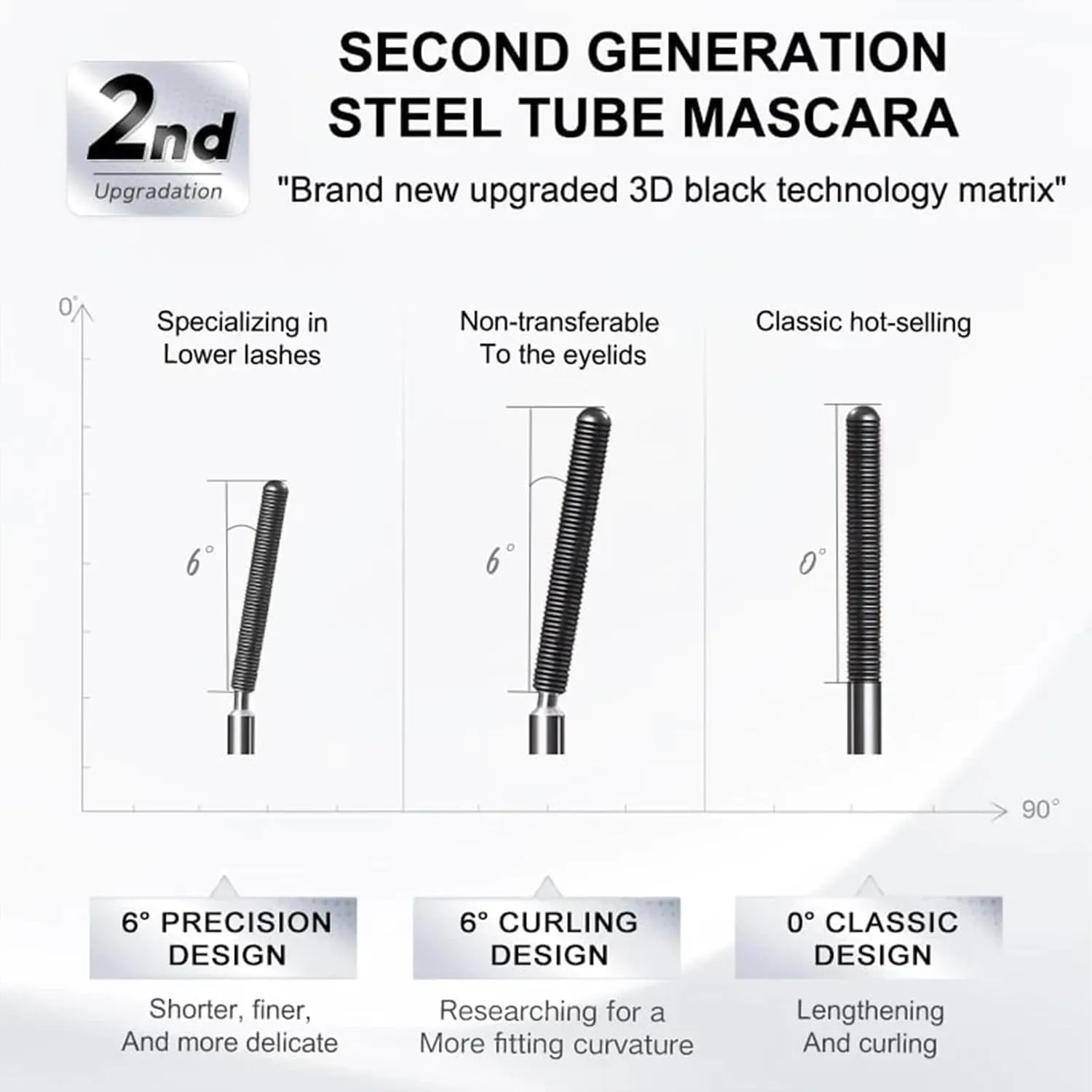 Curling IronMascara, Iron Wand Mascara, 3D Curling Eyelash Iron Mascaras, 3DCurling Eyelash IronMascara-Black&brown, CurlingIronMascara,Korean Mascara Metal Wand (Black Curling)