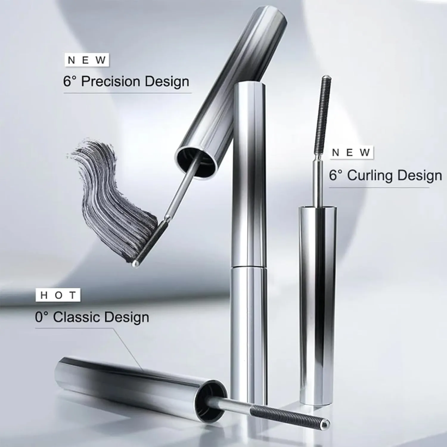 Curling IronMascara, Iron Wand Mascara, 3D Curling Eyelash Iron Mascaras, 3DCurling Eyelash IronMascara-Black&brown, CurlingIronMascara,Korean Mascara Metal Wand (Black Curling)
