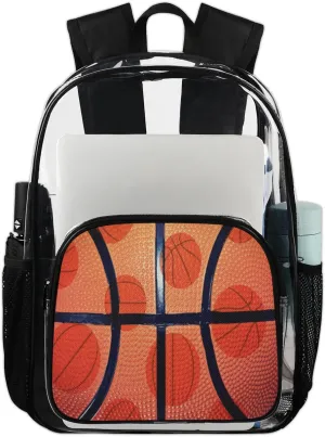 Customizable Clear Backpack for Women Men,Clear Bag for Stadium Events With Waterproof PVC Plastic Material,Basketball Ball - L