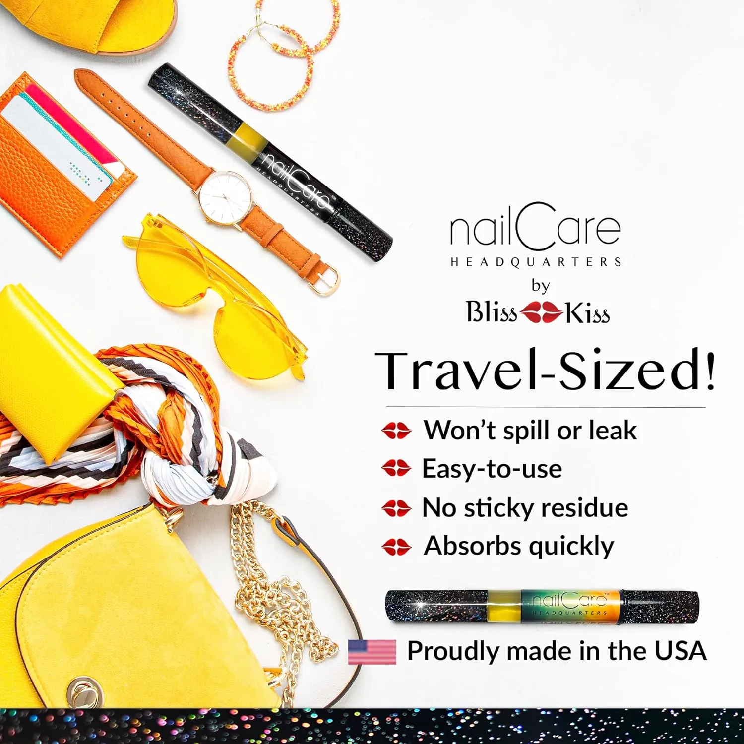 Cuticle Oil Pen for Nails - Nail Strengthener & Growth Serum for Damaged Nails, Hangnails w/Jojoba cuticle oil—Mixed Fragrances - Holographic Glitter Pens 4-Pack