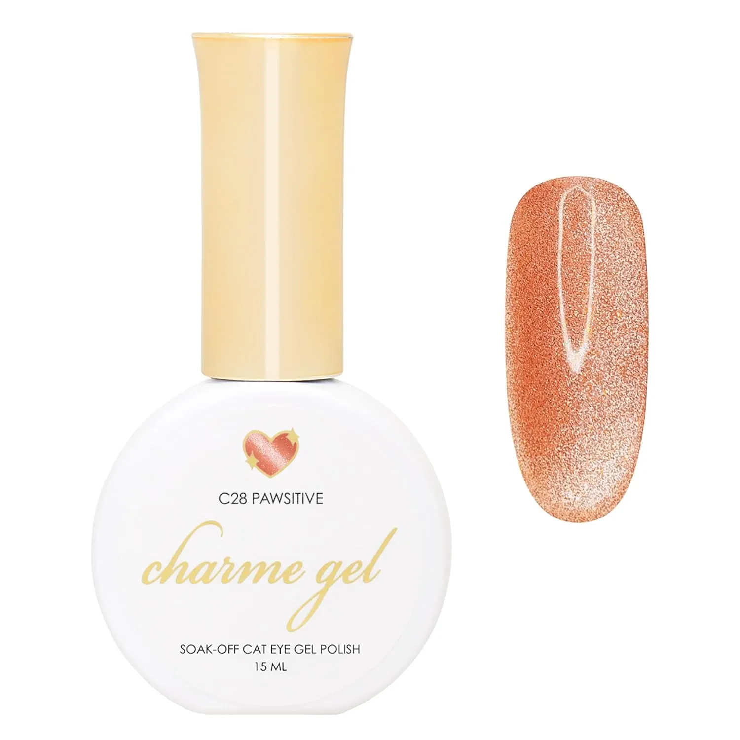 Daily Charme C28 Pawsitive Bright Velvet Cat Eye Magnetic Gel Nail Polish 15ml, Soak Off UV Led Gel Nail Polish (Burnt Orange)