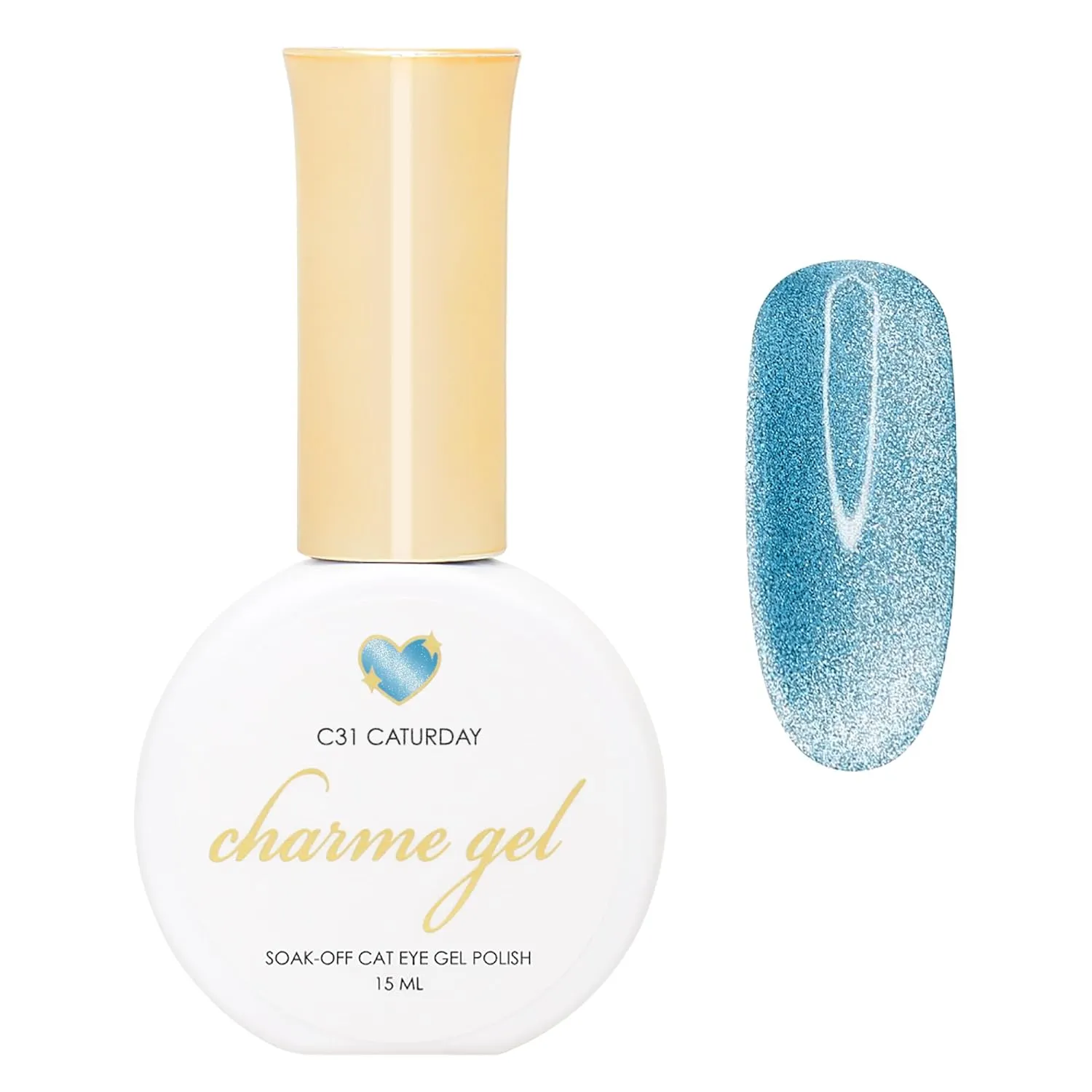 Daily Charme C31 Caturday Bright Velvet Cat Eye Magnetic Gel Nail Polish 15ml, Soak Off UV Led Gel Nail Polish Set, Home DIY/Nail Salon Manicure (Sky Blue)