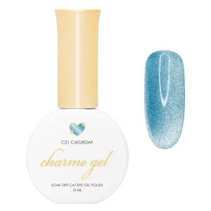 Daily Charme C31 Caturday Bright Velvet Cat Eye Magnetic Gel Nail Polish 15ml, Soak Off UV Led Gel Nail Polish Set, Home DIY/Nail Salon Manicure (Sky Blue)