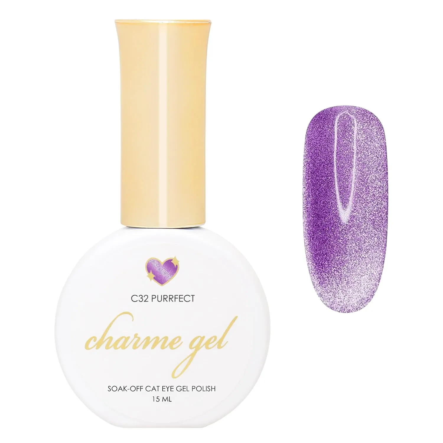 Daily Charme C32 Purrfect Bright Velvet Cat Eye Magnetic Gel Nail Polish 15ml, Soak Off UV Led Gel Nail Polish Set, Home DIY/Nail Salon Manicure (Velvet Purple)