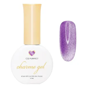 Daily Charme C32 Purrfect Bright Velvet Cat Eye Magnetic Gel Nail Polish 15ml, Soak Off UV Led Gel Nail Polish Set, Home DIY/Nail Salon Manicure (Velvet Purple)