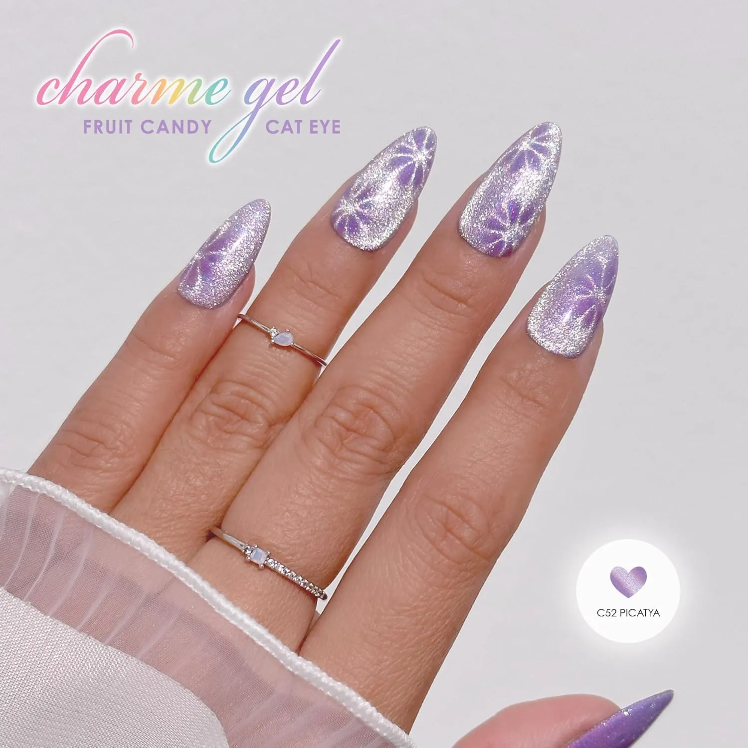 Daily Charme C52 Picatya Iridescent Cat Eye Magnetic Charme Gel Nail Polish 15ml Soak Off UV LED Gel Nail Polish, Home DIY/Nail Salon Manicure (Lilac Purple)