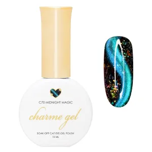 Daily Charme C70 Midnight Magic Velvet Chameleon Cat Eye Magnetic Gel Nail Polish 15ml, Color Shifting Soak Off UV Led Gel Nail Polish, Home DIY/Nail Salon Manicure (Teal)