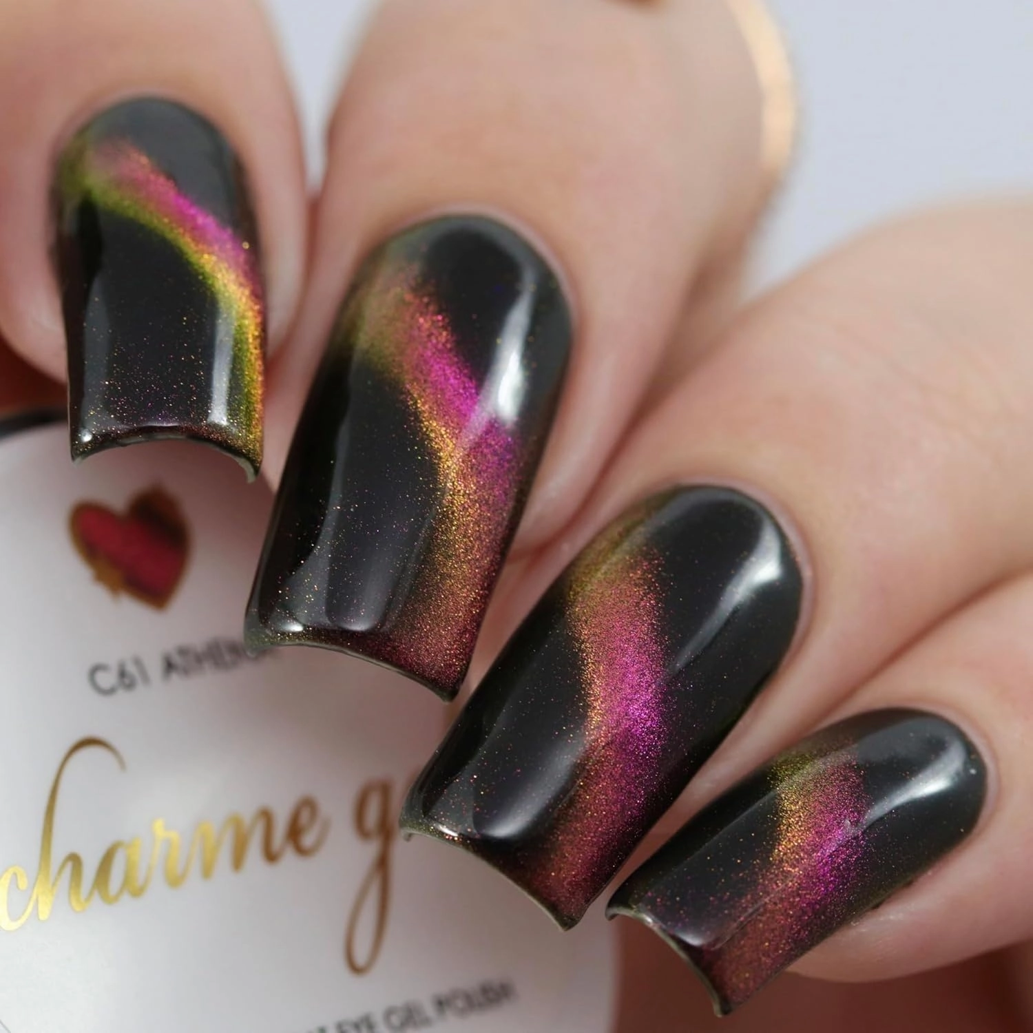 Daily Charme C61 Athena Velvet Chameleon Cat Eye Magnetic Gel Nail Polish 15ml, Color Shifting Soak Off UV Led Gel Nail Polish, Home DIY/Nail Salon Manicure (Fuchsia)