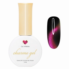 Daily Charme C61 Athena Velvet Chameleon Cat Eye Magnetic Gel Nail Polish 15ml, Color Shifting Soak Off UV Led Gel Nail Polish, Home DIY/Nail Salon Manicure (Fuchsia)