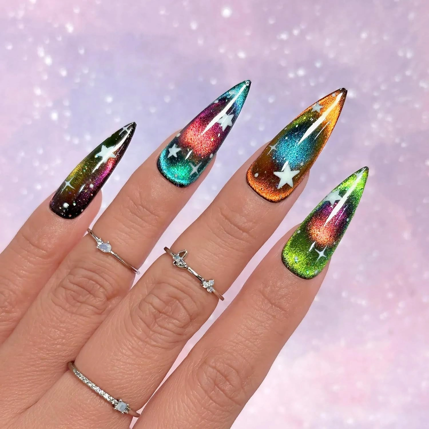 Daily Charme C65 Gaia Velvet Chameleon Cat Eye Magnetic Gel Nail Polish 15ml, Color Shifting Soak Off UV Led Gel Nail Polish, Home DIY/Nail Salon Manicure (Lime Green)