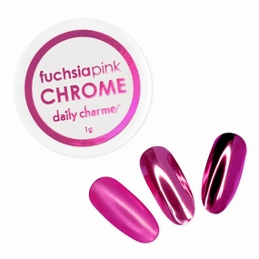 Daily Chrome Mirror Chrome Nail Powder (Fuchsia Pink) 1g, Metallic Nail Art Dip Powder, Mirror Effect Manicure Chrome Powder, Home DIY/Nail Salon Manicure