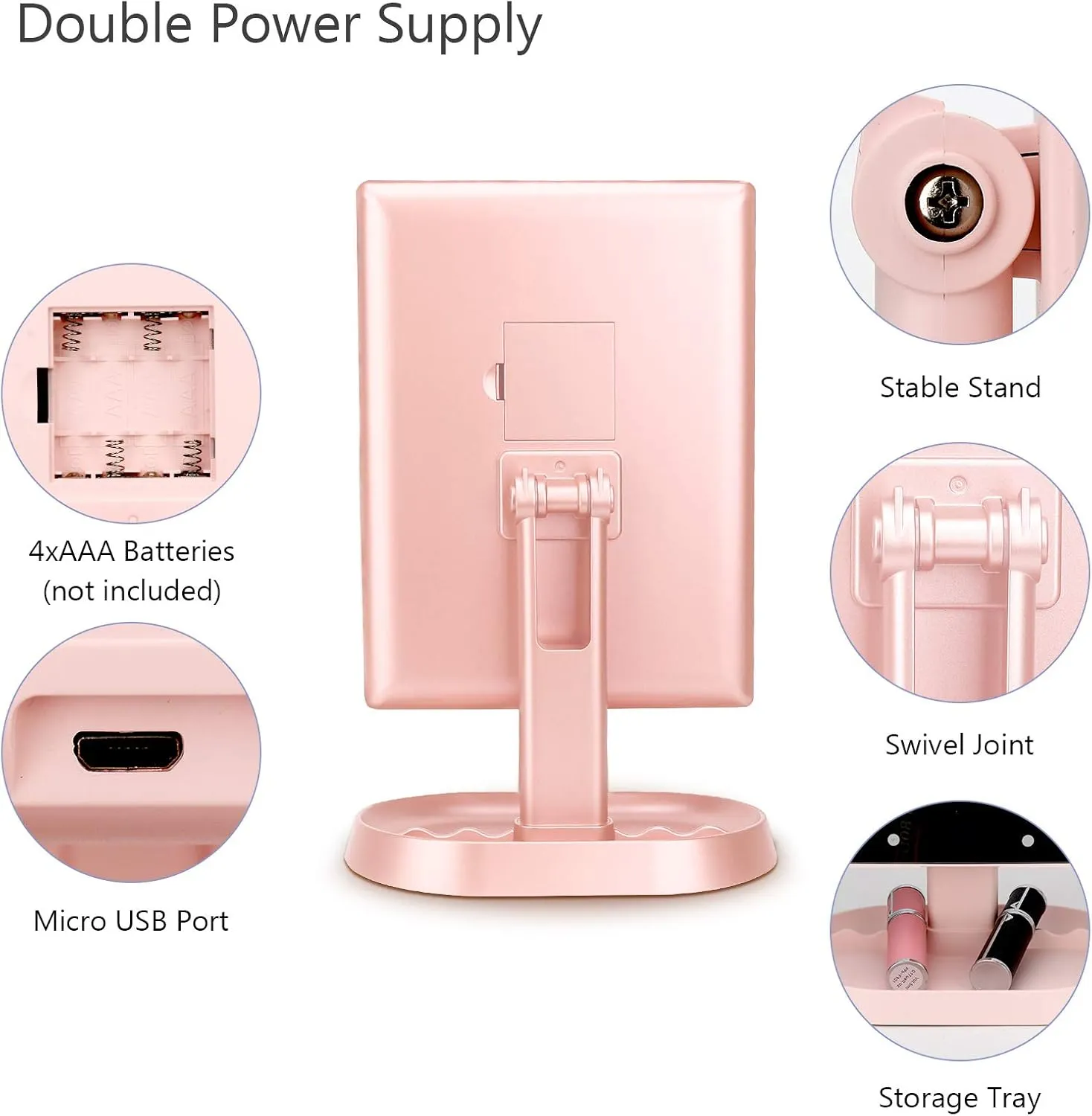 deweisn Trifold Lighted Vanity Makeup Mirror with 21 LED Lights,1x/2x/3x Magnification and Touch Screen Dimming,Two Power Supplies Makeup Mirror, Gift for Women
