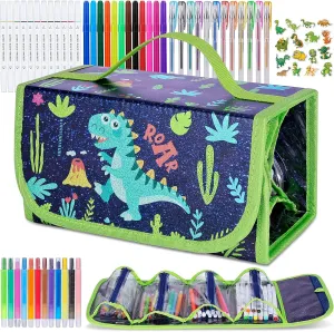 Dinosaur Markers for Kids 4-8 with Pencil Case, Birthday Gifts for Boys, 48PCS Scented Markers Dinosaur Gifts for Boys, Coloring Pens Art Supplies Back to School Gift for Kids Ages 4 5 6 7 8 9 10
