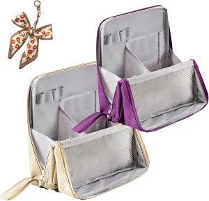 Doresty Makeup Bag, Portable Large Capacity Waterproof Standing Make up Bag, Multi-purpose Large Capacity Oxford Cloth Standing Toiletry Bags (2PCS-2)