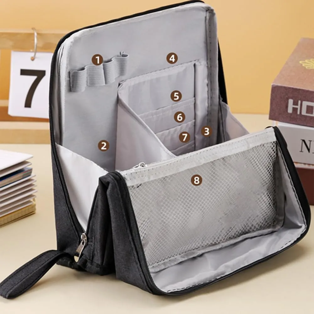 Doresty Makeup Bag, Portable Large Capacity Waterproof Standing Make up Bag, Multi-purpose Large Capacity Oxford Cloth Standing Toiletry Bags (2PCS-2)