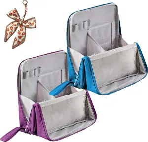 Doresty Makeup Bag, Portable Large Capacity Waterproof Standing Make up Bag, Multi-purpose Large Capacity Oxford Cloth Standing Toiletry Bags (2PCS-3)